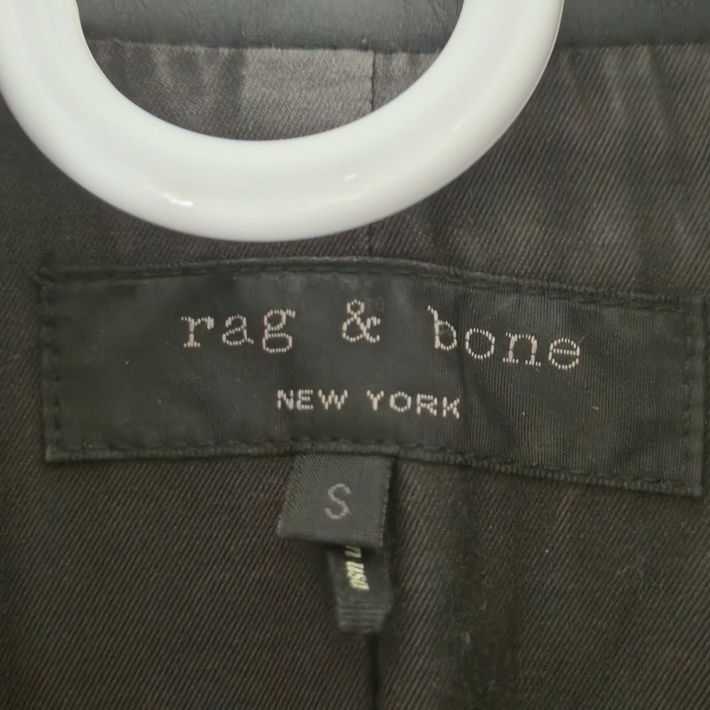 Rag & Bone Black Leather Jacket with Coat Overlay - Picture 12 of 16